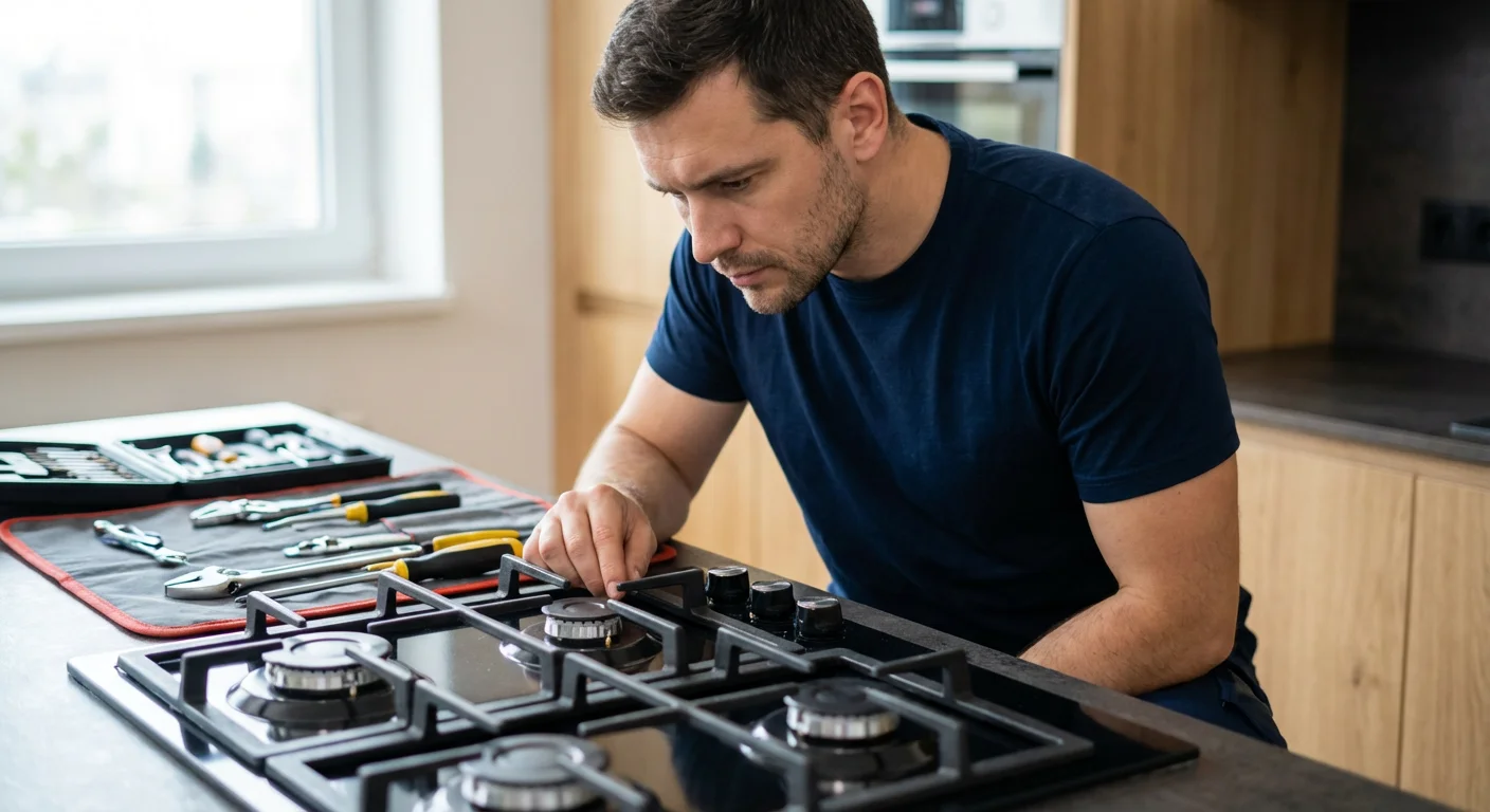 Certified technician repairing a stove in Niagara Falls